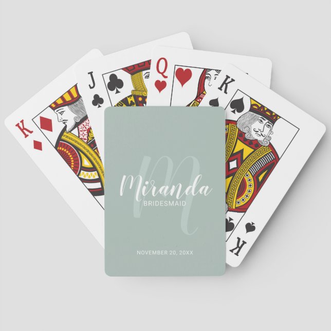 Modern Script Personalised Bridesmaid Playing Cards (Back)