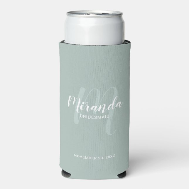 Modern Script Personalised Bridesmaid Seltzer Can Cooler (Seltzer Front)