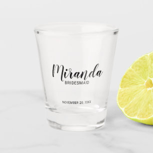 Modern Script Personalised Bridesmaid Shot Glass