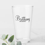 Modern Script Personalised Bridesmaids Glass<br><div class="desc">Modern Personalised Bridesmaids Glass
featuring personalised bridesmaid's name in modern calligraphy font style with title in modern sans serif font style.

Also perfect for maid of honour,  flower girl,  mother of the bride,  groomsman,  best man,  father of the bride and more.</div>