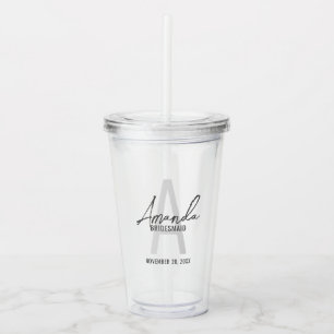 Modern Script Personalised Bridesmaid's Name Acrylic Tumbler
