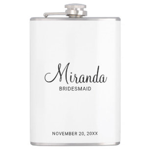 Modern Script Personalised Bridesmaid's Name Hip Flask