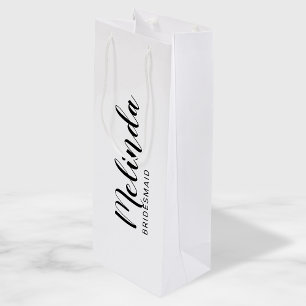 Modern Script Personalised Bridesmaids Wine Gift Bag