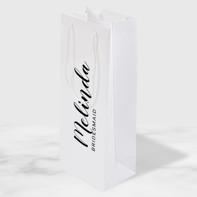 Modern Script Personalised Bridesmaids Wine Gift Bag (Creator Uploaded)