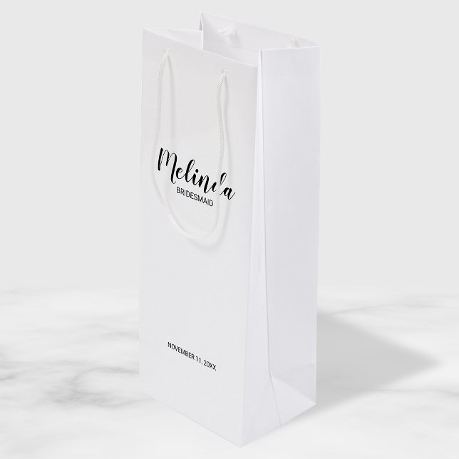 Modern Script Personalised Bridesmaids Wine Gift Bag (Creator Uploaded)