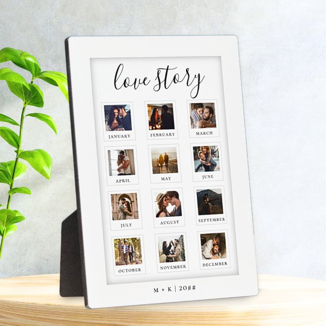 Modern Script Personalised Couple Love Story Photo Plaque (Creator Uploaded)