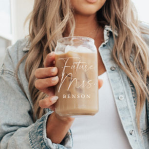 Modern Script Personalised Future Mrs. Can Glass
