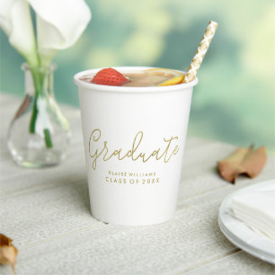 Modern Script Personalised Graduation Paper Cups