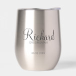 Modern Script Personalised Groomsman<br><div class="desc">Personalised Groomsman Gifts
featuring personalised groomsman's name in black modern script font style with title and wedding date in modern sans serif font style.

Also perfect for best man,  father of the bride,  bridesmaid,  maid of honour,  mother of the bride and more.</div>