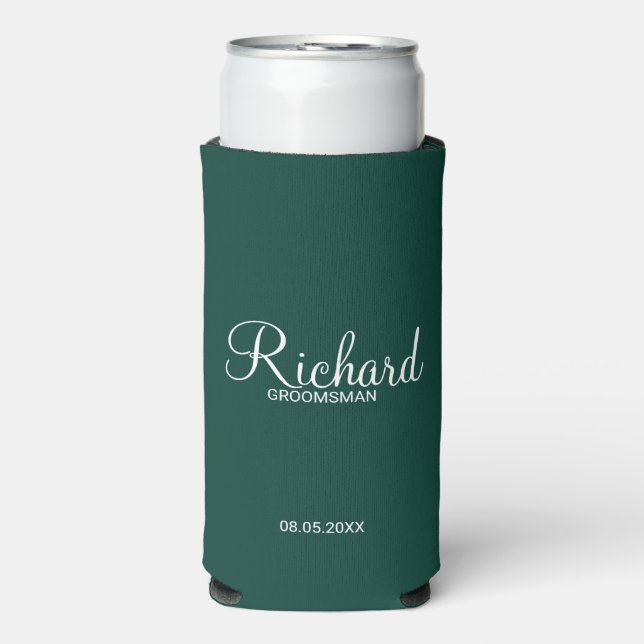 Modern Script Personalised Groomsman Can Cooler (Seltzer Front)