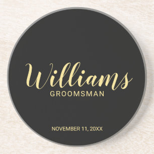 Modern Script Personalised Groomsman Coaster