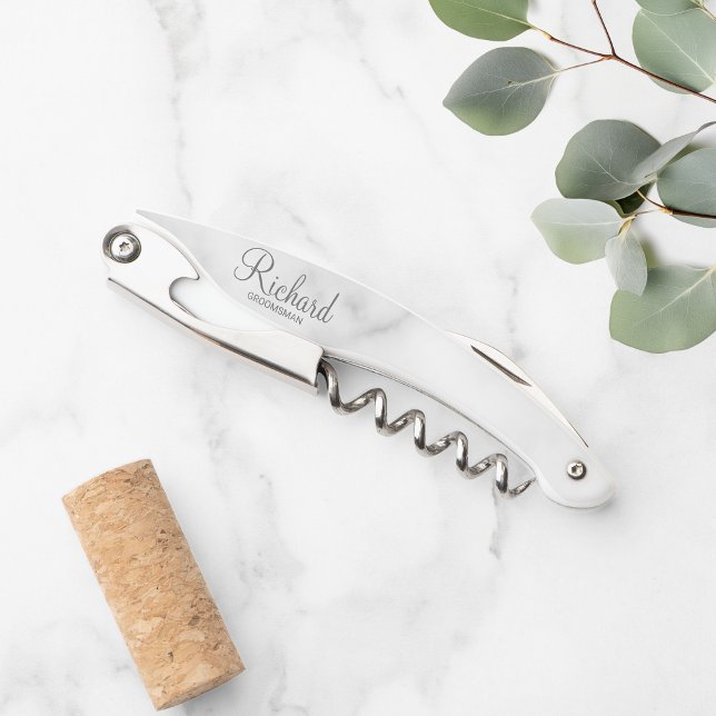 Modern Script Personalised Groomsman Corkscrew (Creator Uploaded)