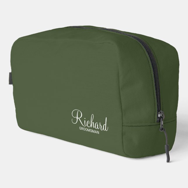 Modern Script Personalised Groomsman Dopp Kit (Right Corner)