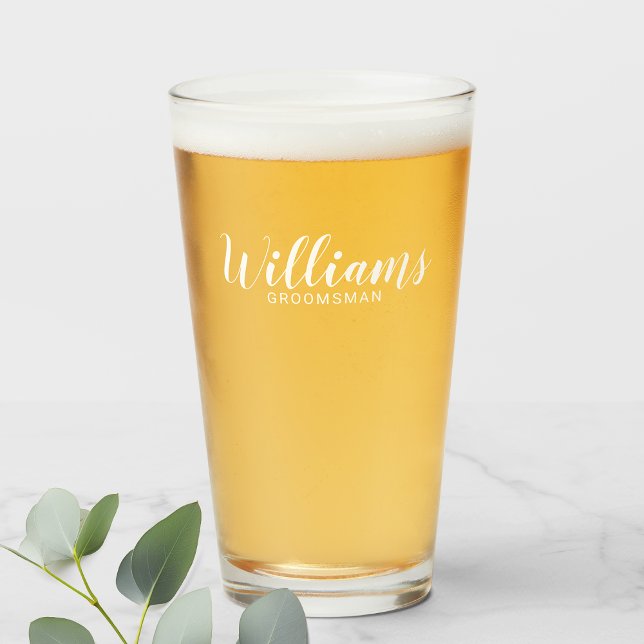 Modern Script Personalised Groomsman Glass (Creator Uploaded)