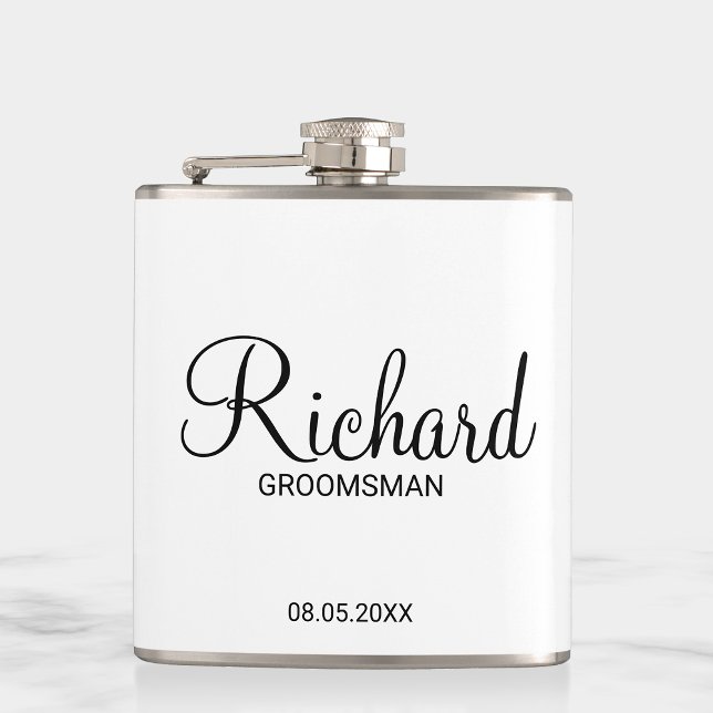 Modern Script Personalised Groomsman Hip Flask (Creator Uploaded)