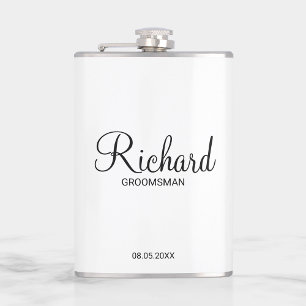 Modern Script Personalised Groomsman Hip Flask