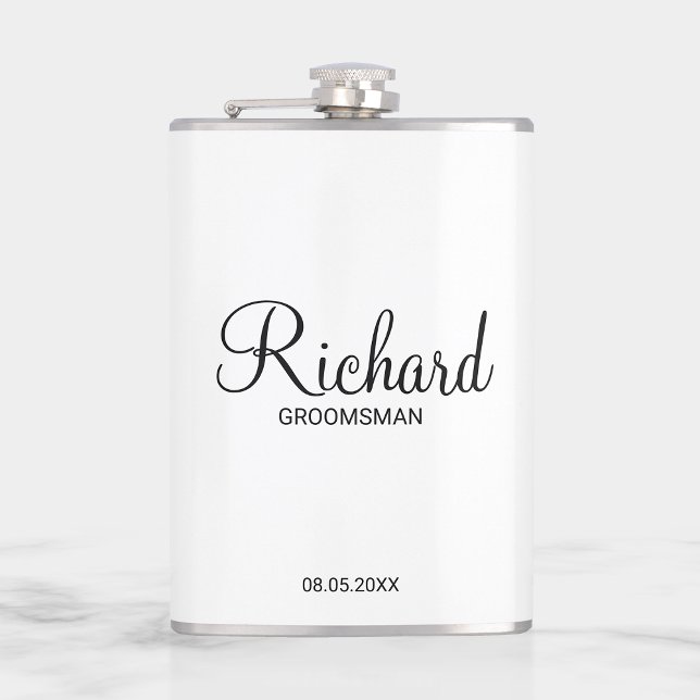 Modern Script Personalised Groomsman Hip Flask (Creator Uploaded)