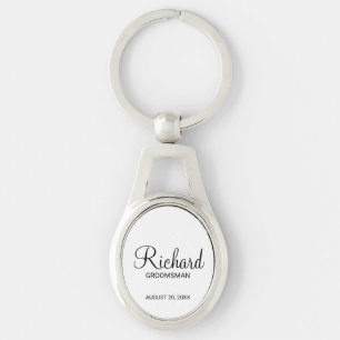 Modern Script Personalised Groomsman Key Ring