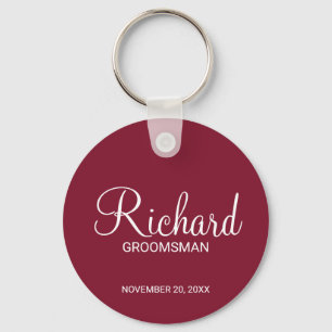 Modern Script Personalised Groomsman Key Ring