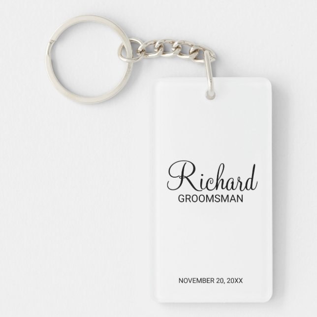 Modern Script Personalised Groomsman Key Ring (Front)