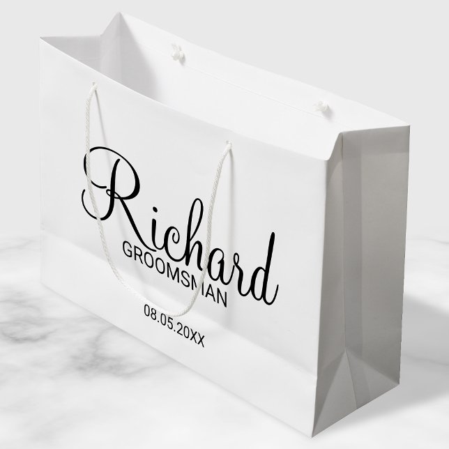 Modern Script Personalised Groomsman Large Gift Bag (Creator Uploaded)