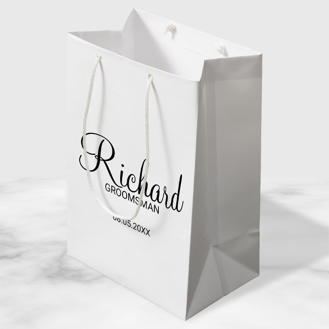 Modern Script Personalised Groomsman Medium Gift Bag (Creator Uploaded)