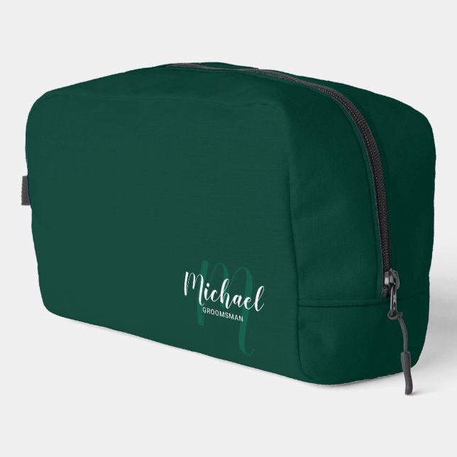 Modern Script Personalised Groomsman Monogram Name Dopp Kit (Right Corner)