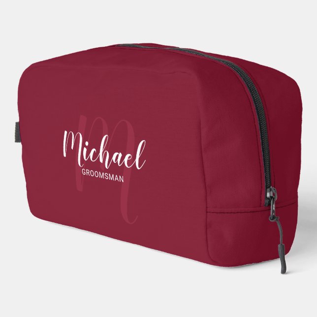 Modern Script Personalised Groomsman Monogram Name Dopp Kit (Right Corner)