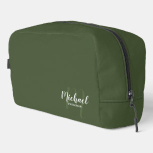Modern Script Personalised Groomsman Monogram Name Dopp Kit