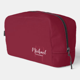 Modern Script Personalised Groomsman Monogram Name Dopp Kit