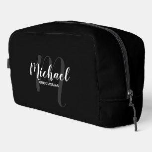 Modern Script Personalised Groomsman Monogram Name Dopp Kit