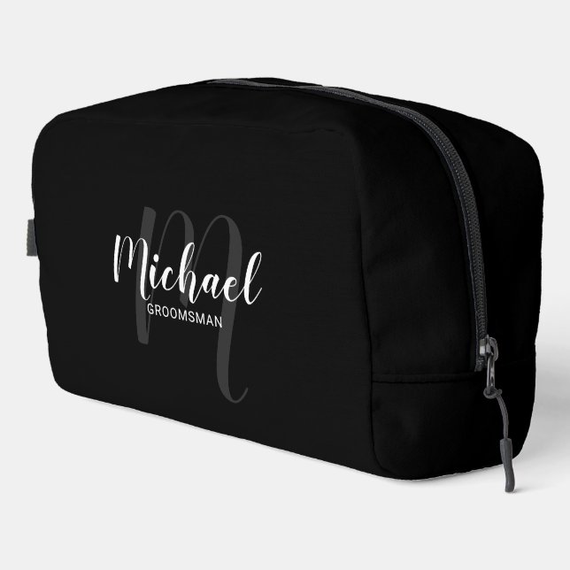 Modern Script Personalised Groomsman Monogram Name Dopp Kit (Right Corner)
