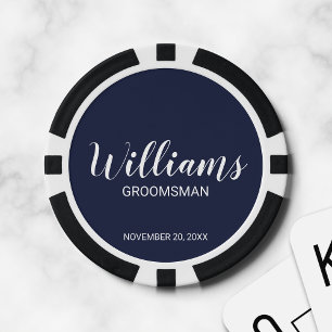 Modern Script Personalised Groomsman Poker Chips