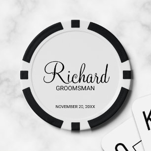 Modern Script Personalised Groomsman Poker Chips