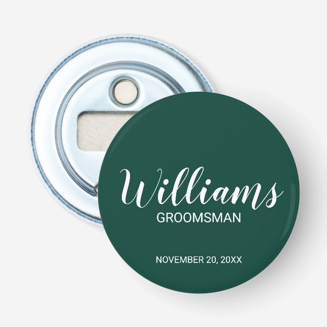 Modern Script Personalised Groomsman's Name Bottle Opener (Front)