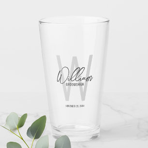 Modern Script Personalised Groomsman's Name Glass
