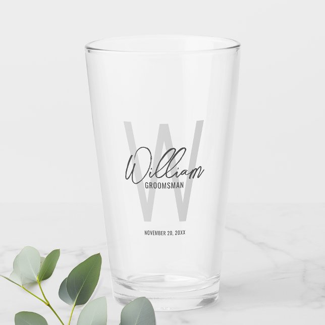 Modern Script Personalised Groomsman's Name Glass (Creator Uploaded)