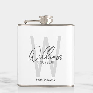 Modern Script Personalised Groomsman's Name Hip Flask