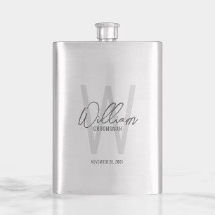 Modern Script Personalised Groomsman's Name Hip Flask