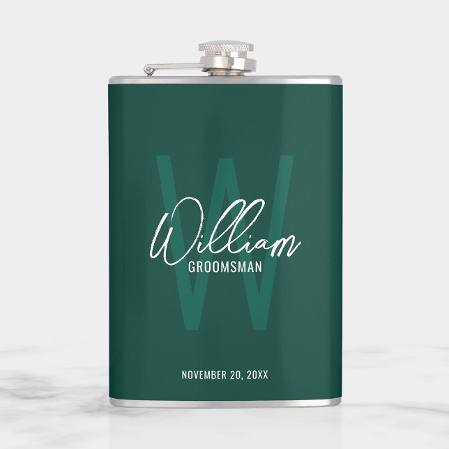 Modern Script Personalised Groomsman's Name Hip Flask (Creator Uploaded)