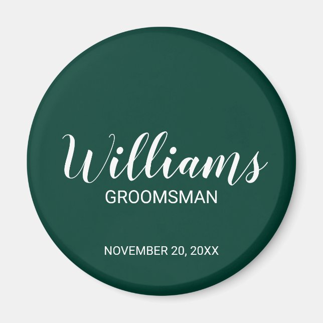 Modern Script Personalised Groomsman's Name Magnet (Front)
