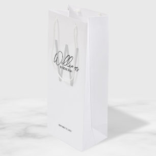 Modern Script Personalised Groomsman's Name Wine Gift Bag