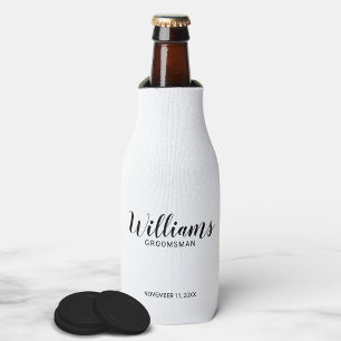 Modern Script Personalised Groomsmen Bottle Cooler