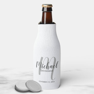 Modern Script Personalised Groomsmen Bottle Cooler