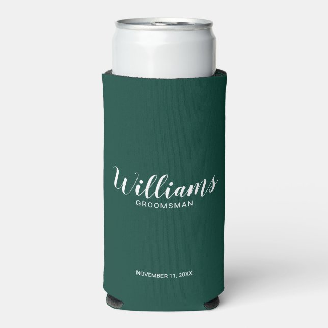 Modern Script Personalised Groomsmen Can Cooler (Seltzer Front)