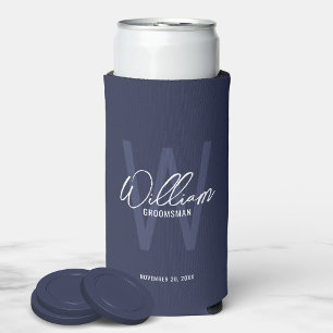 Modern Script Personalised Groomsmen Can Cooler
