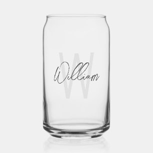 Modern Script Personalised Groomsmen Can Glass