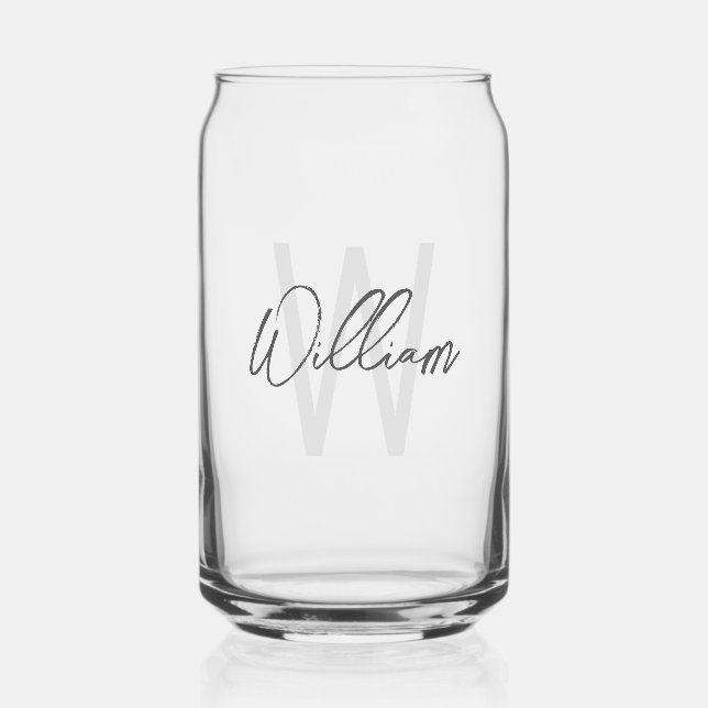 Modern Script Personalised Groomsmen Can Glass (Front)