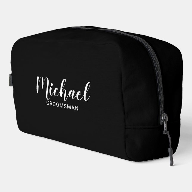 Modern Script Personalised Groomsmen Dopp Kit (Right Corner)