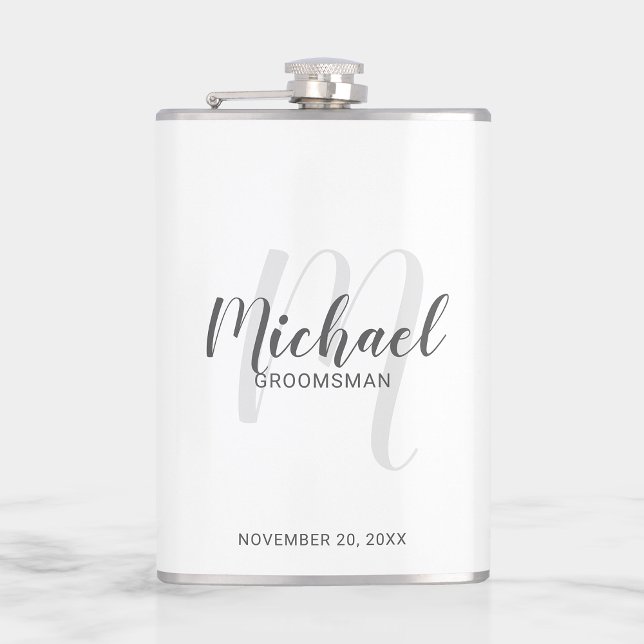 Modern Script Personalised Groomsmen Flask (Creator Uploaded)